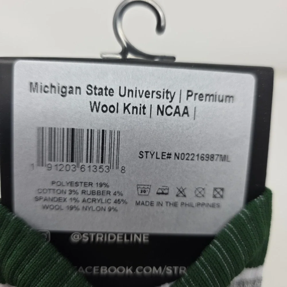 Strideline Michigan State Spartans Socks Lot 2 Wool Tie Dye M/L 8-12 NCAA NWT